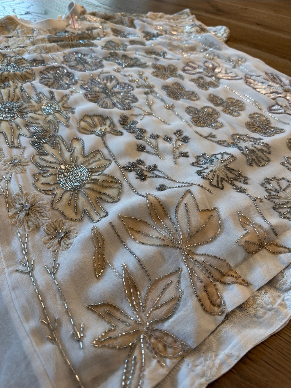 Free People White Short Sleeve Sequin Floral Top - Picture 6 of 13